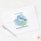 Sticker Carré Mountain Bluebird Bird book appartient Plaque d'en (Enveloppe)