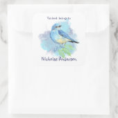 Sticker Carré Mountain Bluebird Bird book appartient Plaque d'en (Sac)