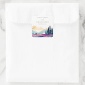 Sticker Carré Mountain Country Lilac Fields Mariage paysager (Sac)