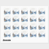 Sticker Carré Mountain Lake Winter Snow Landcape Address (Feuille)