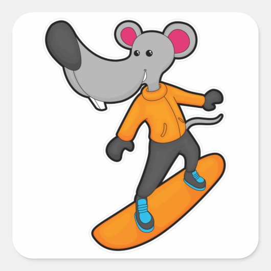 Sticker Carré Mouse as Snowboarder (Devant)