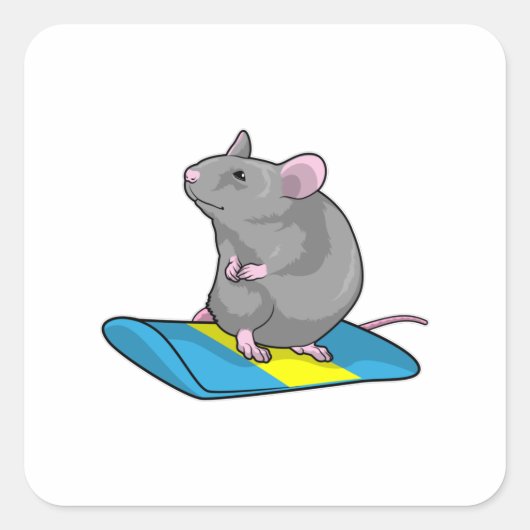 Sticker Carré Mouse as Snowboarder (Devant)