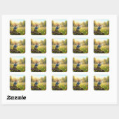Sticker Carré Mouse Blowing Dandelion Seedlings (Feuille)