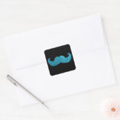 Sticker Carré Moustache Bling Bleu (Graphique Parties scintillan (Enveloppe)