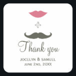 Sticker Carré Moustache et lèvres élégantes mariage Favoriser<br><div class="desc">Un design branché et humoristique,  parfait pour le couple qui organise une cérémonie de mariage amusante et légère.</div>