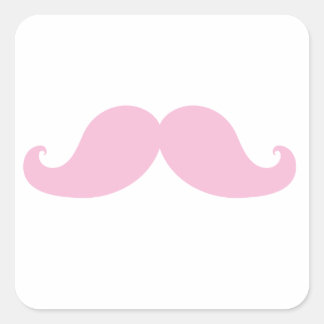 Sticker Carré Moustache rose