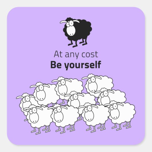 Sticker Carré mouton noir et blanc (Devant)