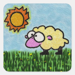 Sticker Carré Mouton soleil