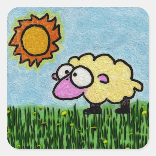 Sticker Carré Mouton soleil (Devant)