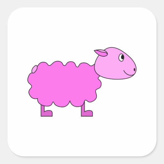 Sticker Carré Moutons roses. (Devant)