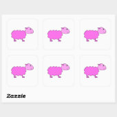 Sticker Carré Moutons roses. (Feuille)