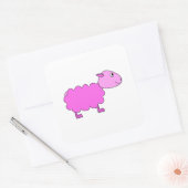 Sticker Carré Moutons roses. (Enveloppe)