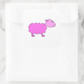 Sticker Carré Moutons roses. (Sac)