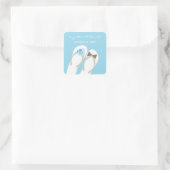 Sticker Carré Mr & Mrs Blue Flowers Flip Flops Plage Mariage (Sac)