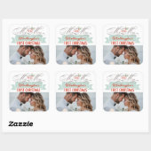 Sticker Carré Mr & Mrs First Christmas Mistletoes Mariage photo (Feuille)