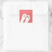 Sticker Carré Mr & Mrs Pink Flowers Flip Flops Plage Mariage (Sac)