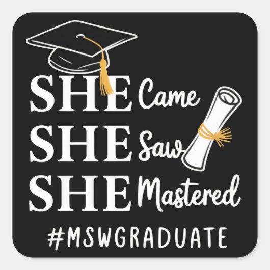 Sticker Carré MSW Master’s Degree Master of Social Work Graduate (Devant)