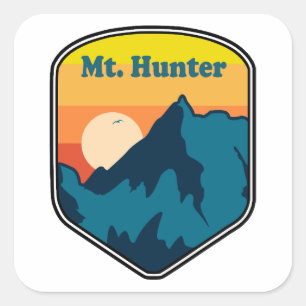 Sticker Carré Mt. Hunter Alaska Lever du Soleil