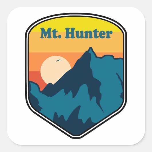 Sticker Carré Mt. Hunter Alaska Lever du Soleil (Devant)