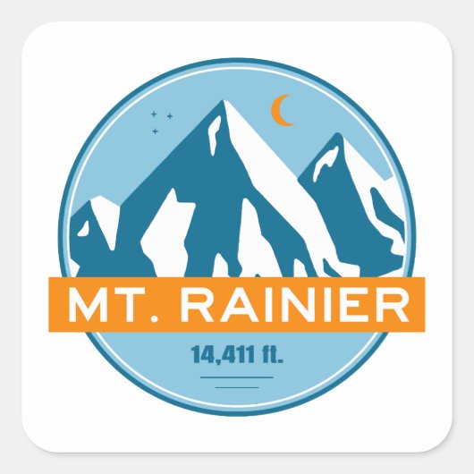 Sticker Carré Mt. Rainier Washington Stars Moon (Devant)