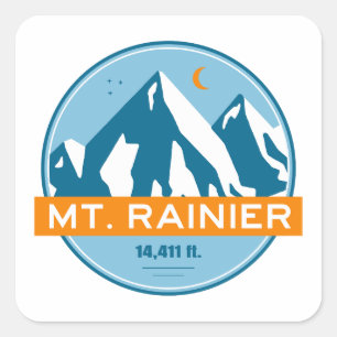 Sticker Carré Mt. Rainier Washington Stars Moon