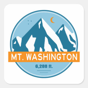 Sticker Carré Mt. Washington New Hampshire Étoiles Lune