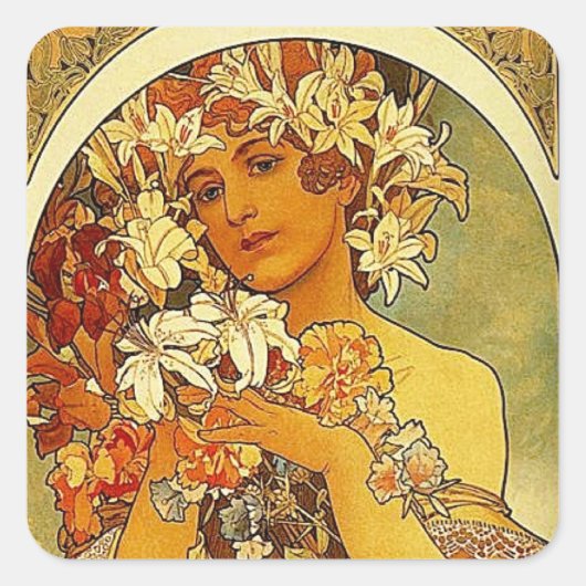 Sticker Carré Mucha (Devant)