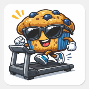 Sticker Carré Muffin sur tapis roulant