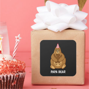 Sticker Carré Mug spécial cadeau de la fête des pères Ourson Pap