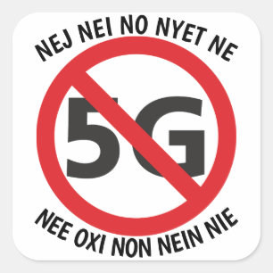 Sticker Carré Multilingue non à l'autocollant 5G