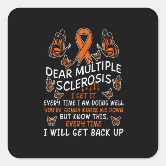 Sticker Carré Multiple Sclerosis Butterfly Ribbon World Ms Day