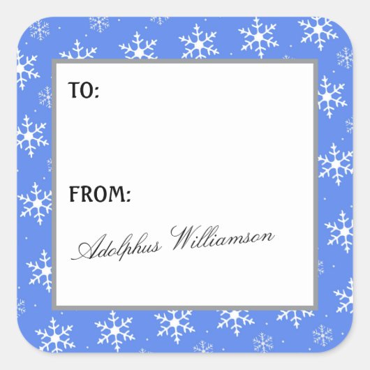 Sticker Carré Multiple Snowflakes Christmas Gift Label (Devant)