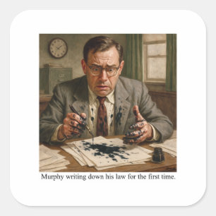 Sticker Carré Murphy écrivant sa loi pour la première fois.
