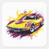 Sticker Carré Muscle Car (Devant)