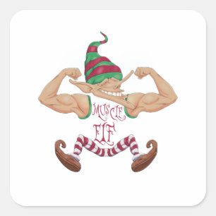 Sticker Carré Muscle Elf