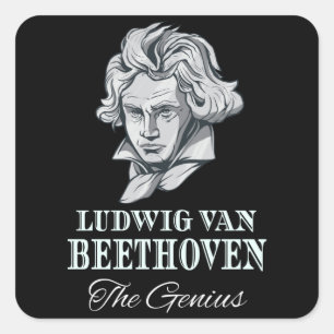 Sticker Carré Music - Ludwig Van Beethoven The Genius
