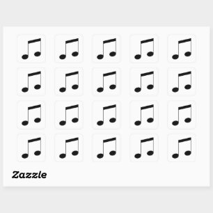 Sticker Carré Music One Black Beam Note,