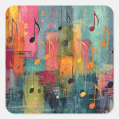 Sticker Carré Musical Theme Abstract Art (Devant)
