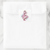 Sticker Carré Musical treble clef notes with sakura flowers (Sac)