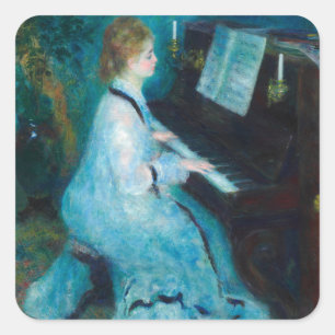 Sticker Carré Musicien de piano Renoir Woman