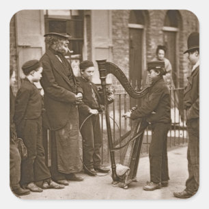 Sticker Carré Musiciens de rue italiens, de 'Street Life in Lon