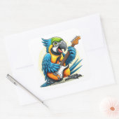 Sticker Carré Musique du rock perroquet (Enveloppe)