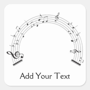 Sticker Carré Musique en arc-en-ciel noir et blanc