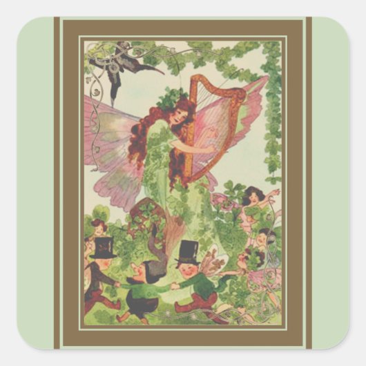 Sticker Carré Musique Féerie Lecture de musique (Devant)