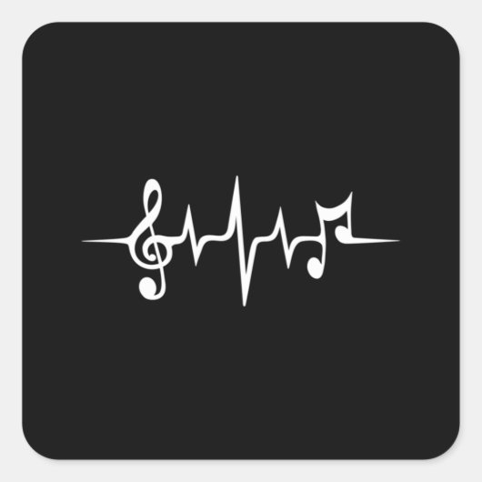 Sticker Carré Musique Notes d'impulsions Clé Fréquence Wave Soun (Devant)