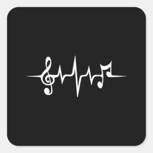 Sticker Carré Musique Notes d'impulsions Clé Fréquence Wave Soun
