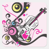 Sticker Carré Musique violon (Devant)