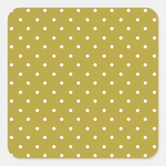 Sticker Carré  Mustard yellow white polka dots pattern  (Devant)