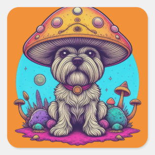 Sticker Carré Mutt aux champignons