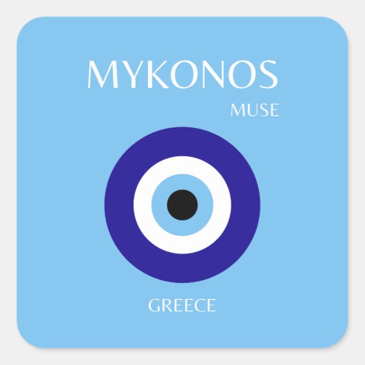 Sticker Carré Mykonos Muse, Bleu (Devant)